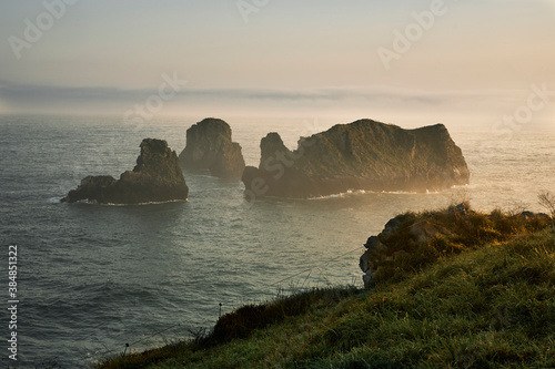 Coastline during sunset in Llanes, a beautiful village from the north of Spain.