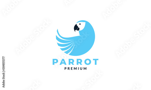 parrot or lovebird or macaws abstract modern blue logo vector illustration design