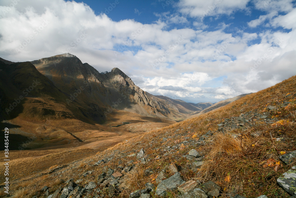 Autumn mountain ranges of Arkhyz, Russia.