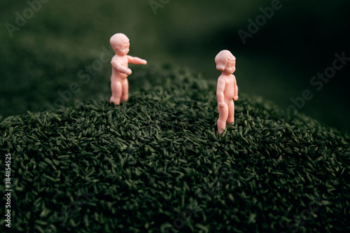 Small figurines in the grass