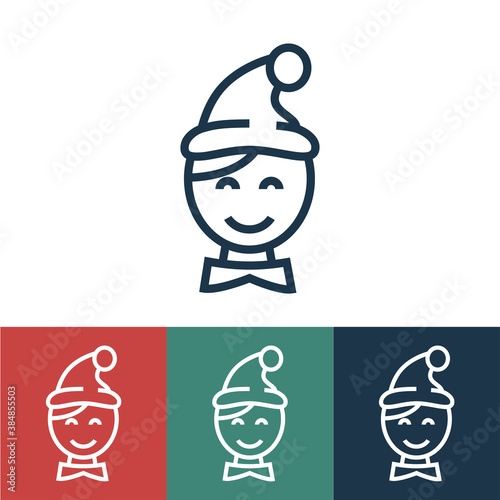 Linear vector icon with guy in santa hat