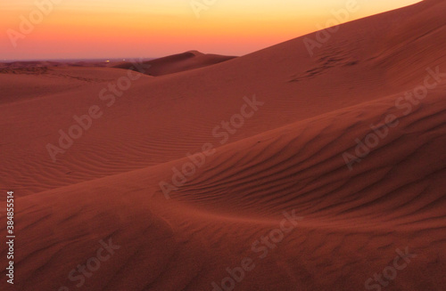 Sunset in the desert during California wildfires