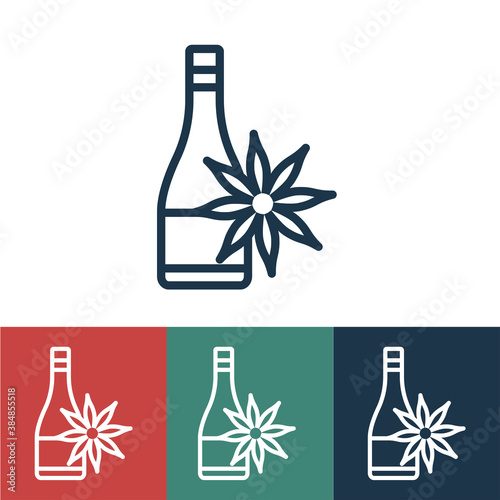 Linear vector icon with mulled wine in bottle