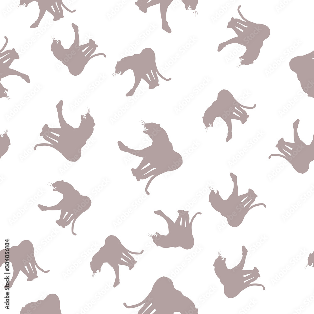 seamless pattern Black Jaguar Puma Lion Panther. Vector illustration. Animal
