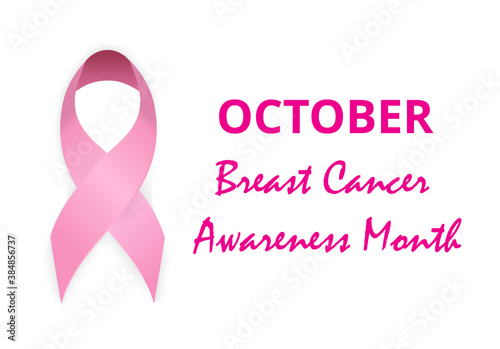 National Breast Cancer Awareness Month concept vector for banner, poster. Big pink ribbon illustration. Annual international health campaign organized by breast cancer charities