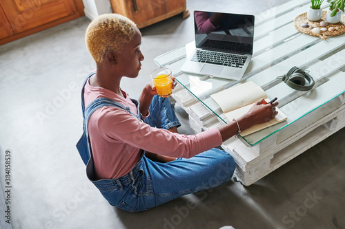 Young woman working from home