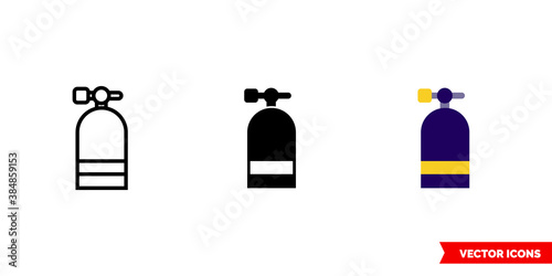 Scuba tank icon of 3 types color, black and white, outline. Isolated vector sign symbol.