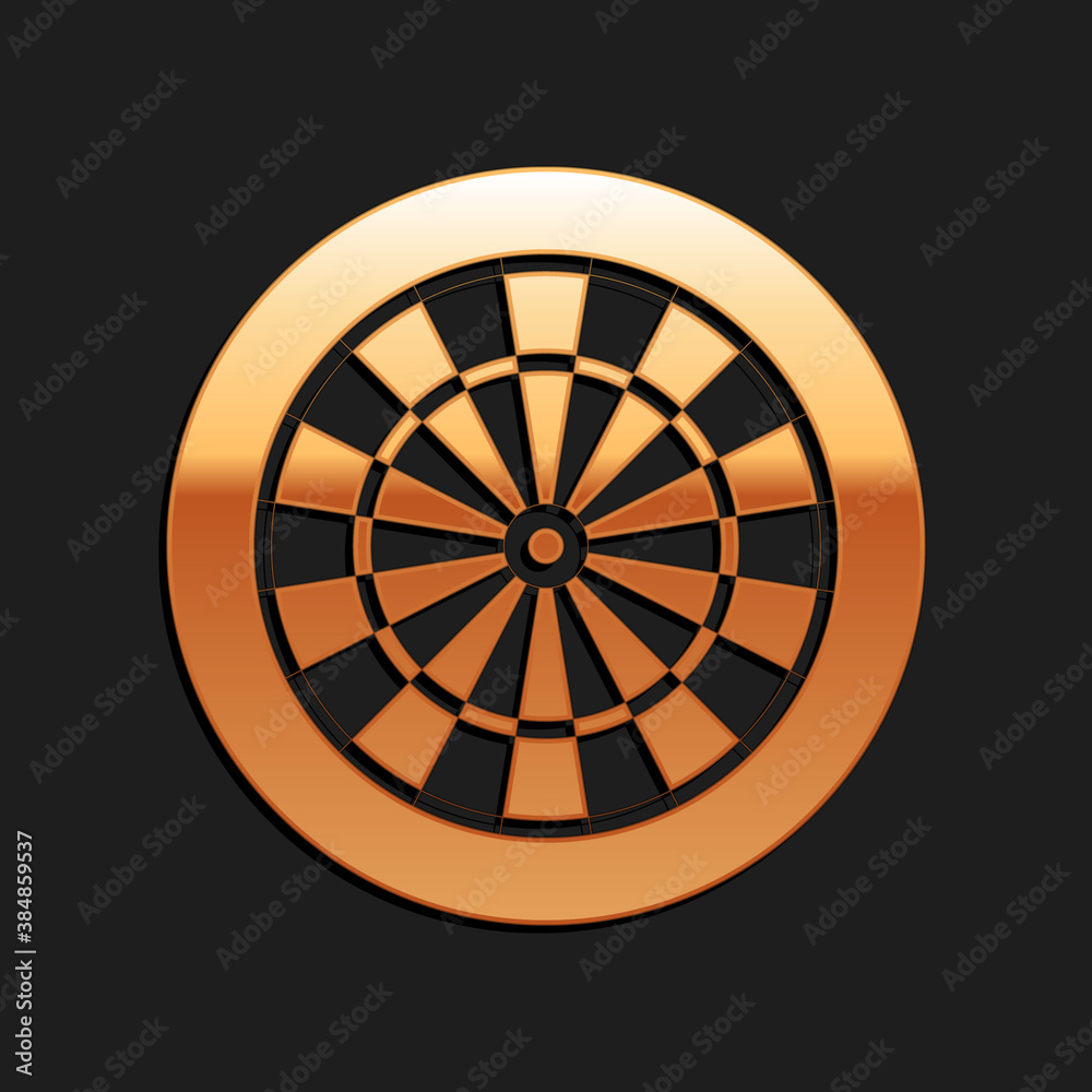 Gold Classic darts board with twenty black and white sectors icon isolated on black background. Dart board sign. Dartboard sign. Game concept. Long shadow style. Vector. Gold Classic darts board with twenty black and white sectors icon isolated on black background. Dart board sign. Dartboard sign. Game concept. Long shadow style. Vector.