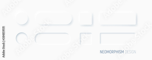 White buttons in Neomorphism design style. Vector illustration EPS 10