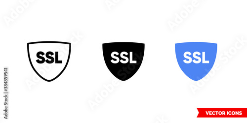 Security SSL icon of 3 types color, black and white, outline. Isolated vector sign symbol.