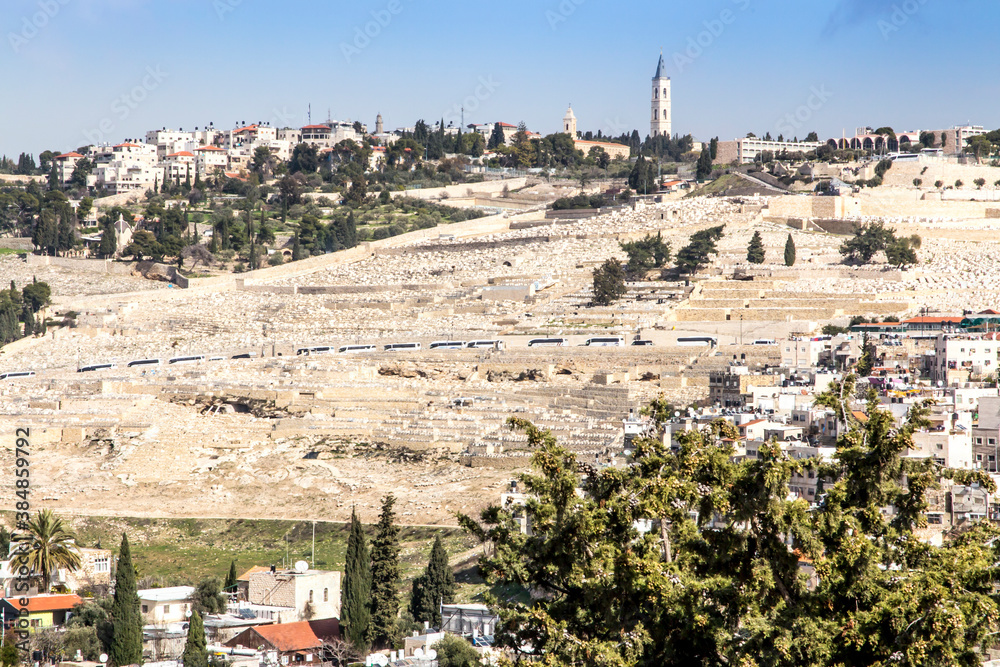 Fototapeta premium dense buildings in one of the Jerusalem areas in Israel