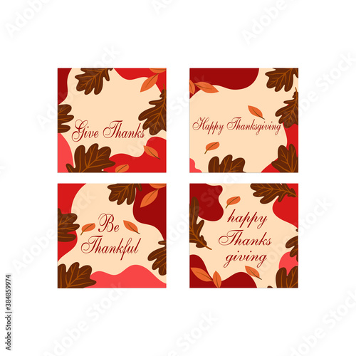 Thanksgiving instagram posts in flat design/ Thanksgiving design elements for...
