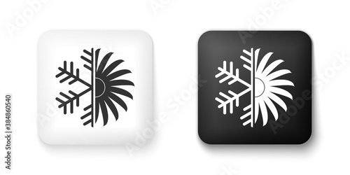 Black and white Air conditioner icon isolated on white background. Square button. Vector.