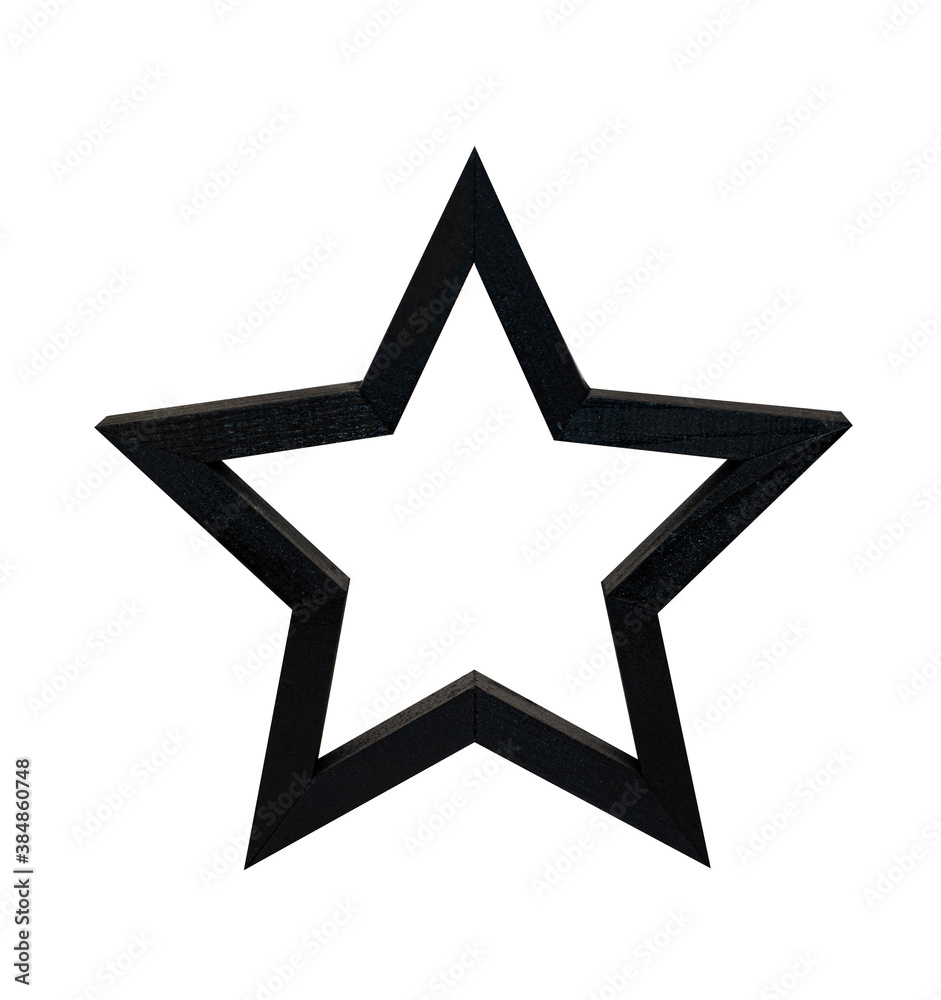 Christmas toy black wooden star isolated on white background Christmas toy black wooden star isolated on white background