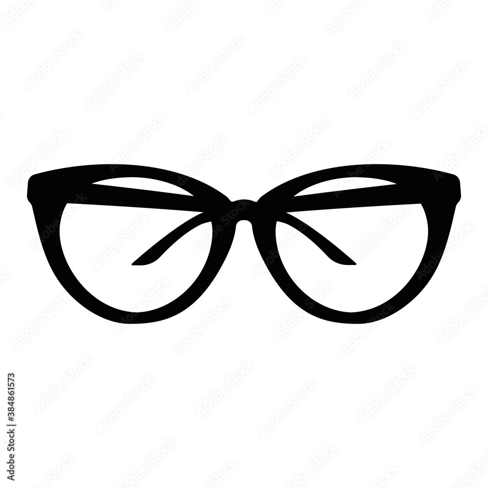 black silhouette of sunglasses on a white background