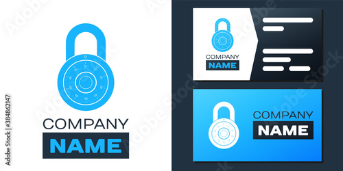 Logotype Safe combination lock wheel icon isolated on white background. Combination Padlock. Protection concept. Password sign. Logo design template element. Vector.