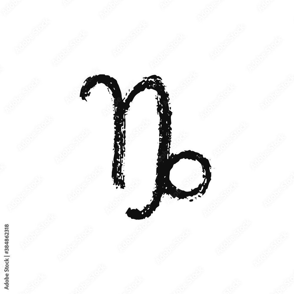 Vector zodiac sign. Capricorn was painted by brush Vector zodiac sign. Capricorn was painted by brush