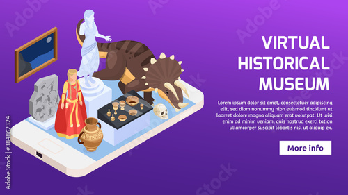 Modern Museum Isometric Banner