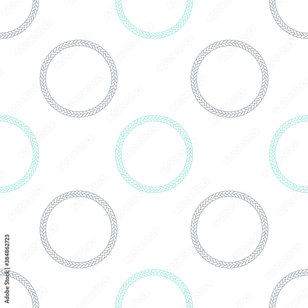 Green Rope frame icon isolated seamless pattern on white background. Frames from nautical rope. Round marine rope for decoration. Vector. Green Rope frame icon isolated seamless pattern on white background. Frames from nautical rope. Round marine rope for decoration. Vector.