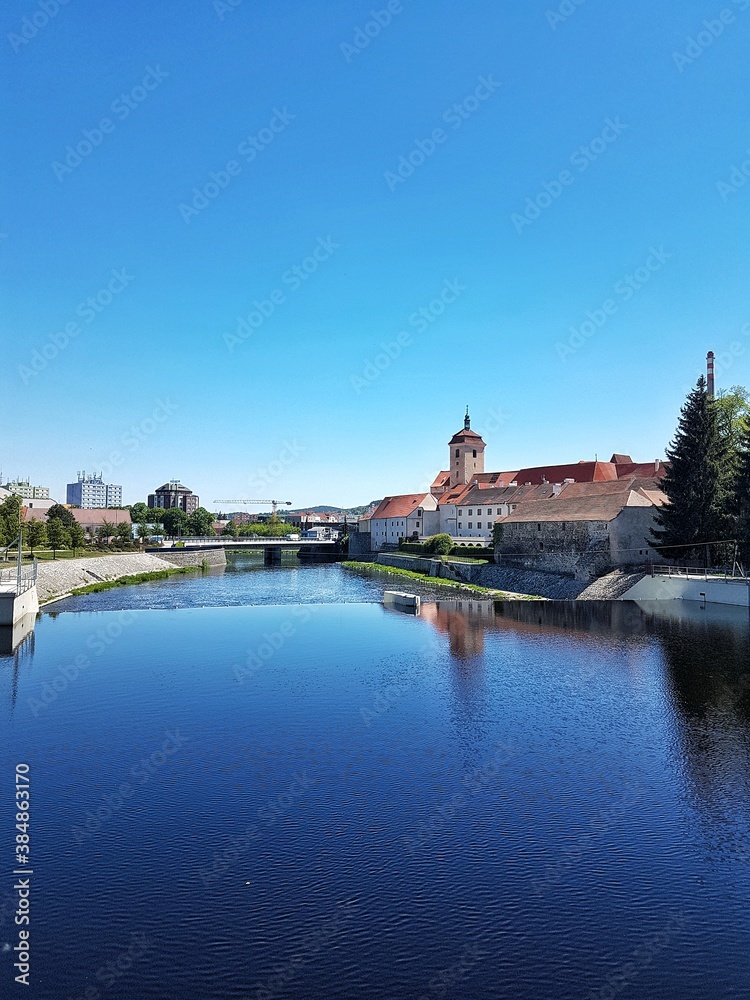 View of the river Otava and the castle in Strakonice