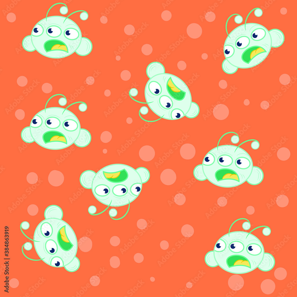 Alien, ufo, comet invasion star wars. A playful, modern, and flexible pattern for brand who has cute and fun style. Repeated pattern. Happy, bright, and magical mood.