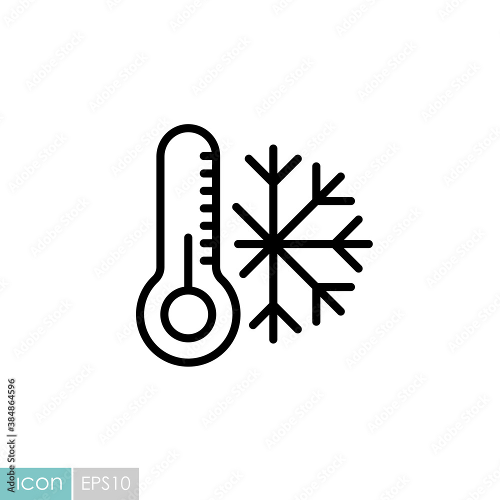 Thermometer and snowflake icon. Thermometer cold Thermometer and snowflake icon. Thermometer cold