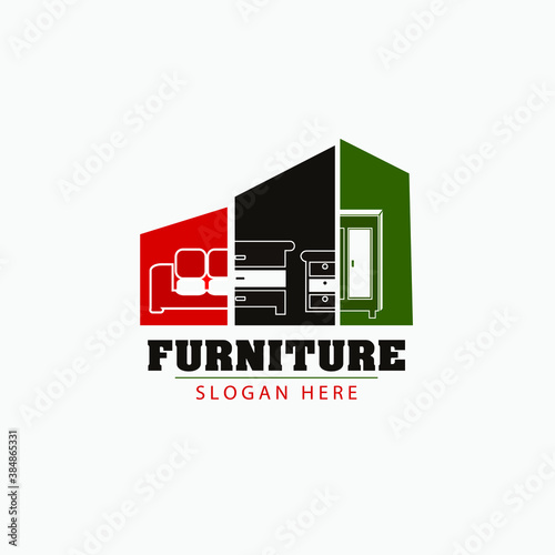 Mordern furniture logo graphic trendy design, Minimalist furniture brand business company logo Free Vector
