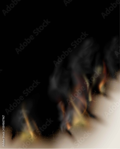 transparent design burning templates torn paper with fire