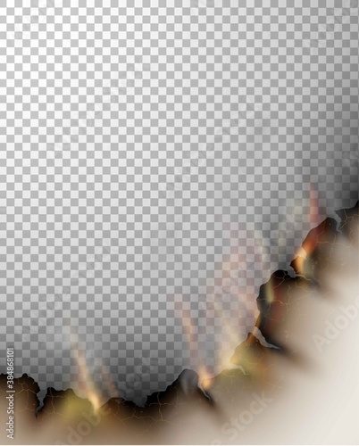 transparent design burning templates torn paper with fire