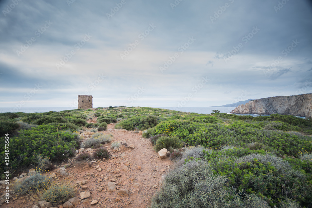 Sardinia, coastal tower of Cala Domestica in Buggerru