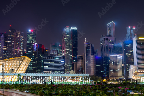 Cityscape downtown. Night city urban skyline Singapore © undrey