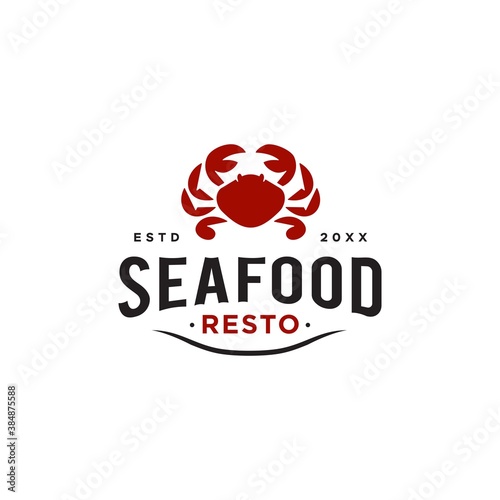 seafood red crab restaurant logo design icon for food Business