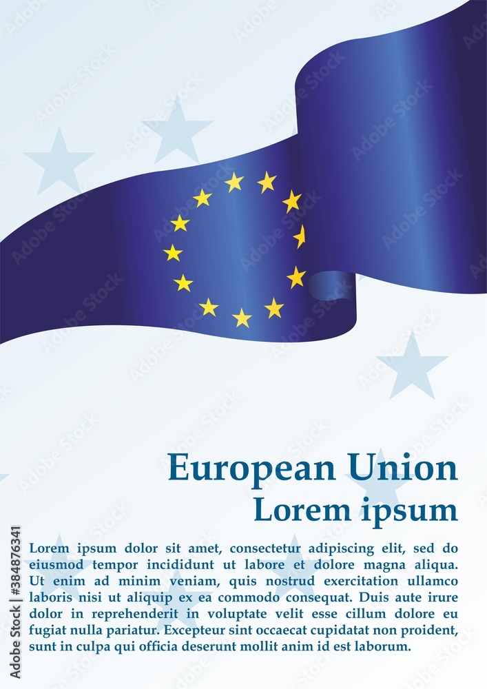 Fototapeta premium Flag of Europe, European Union. Template for award design, an official document with the flag of European Union. Bright, colorful vector illustration