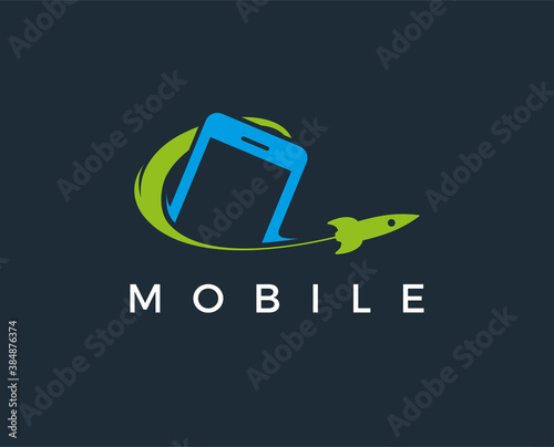 minimal mobile logo template - vector illustration