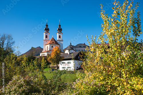 beautiful church in autumnal landscape, Aschau im Chiemgau, upper bavaria photo