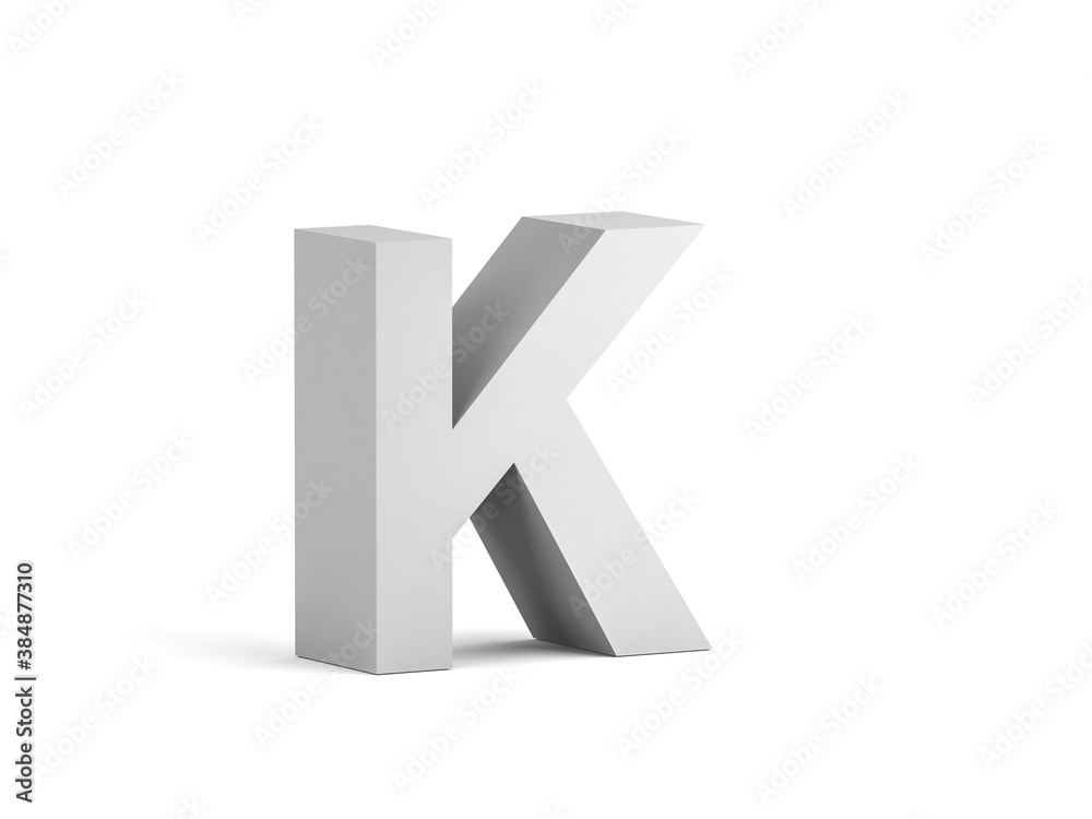 White bold letter K isolated on white background 3d White bold letter K isolated on white background 3d