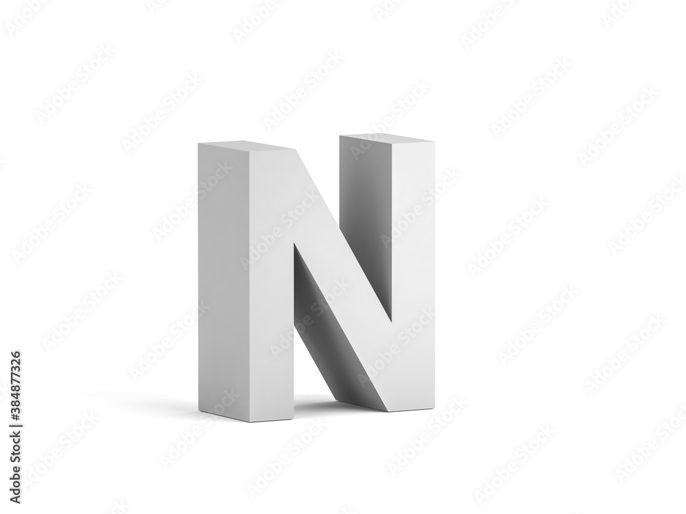 White bold letter N isolated on white background 3d White bold letter N isolated on white background 3d
