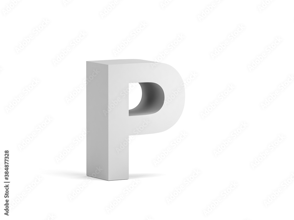 White bold letter P isolated on white background 3d White bold letter P isolated on white background 3d