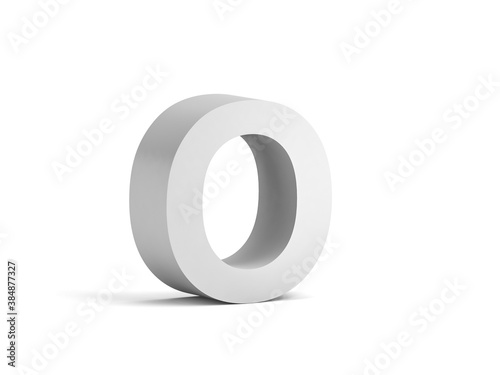 White bold letter O isolated on white background 3d