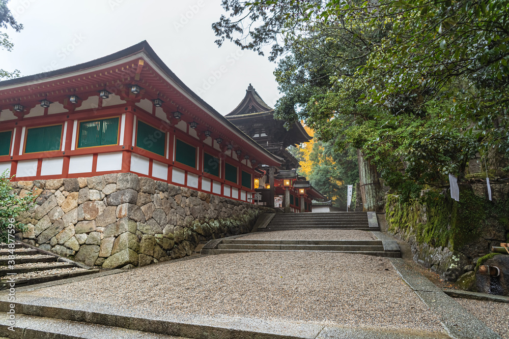 石上神宮 雨の境内風景