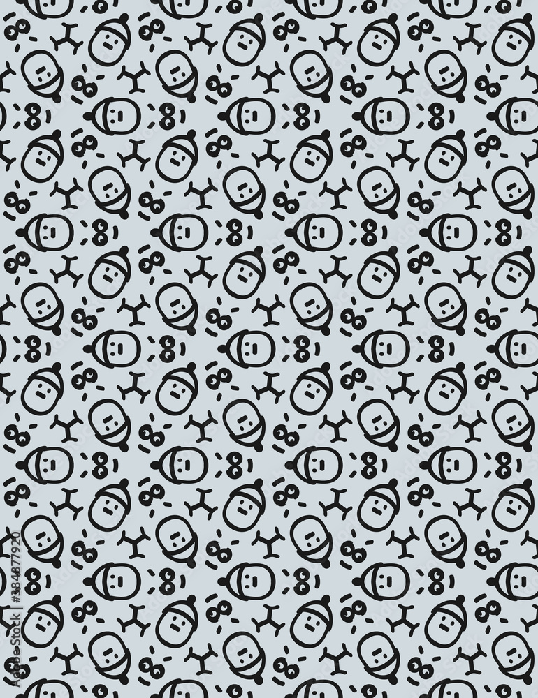 Outlines of funny faces on a gray background. Seamless vector background Outlines of funny faces on a gray background. Seamless vector background