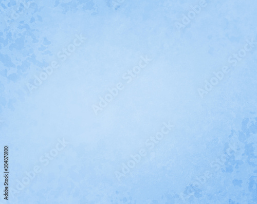 Light blue background with old vintage grunge texture on border and corners, pastel blue paper with soft light center
