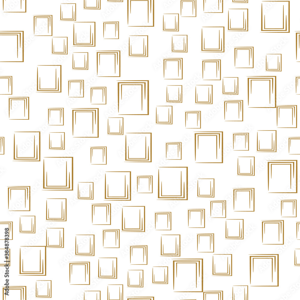 Seamless vector geometric pattern. Gold stylized rectangles on a white background.