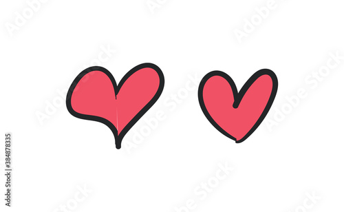 Hand drawn hearts, love icon symbols. Heart doodles. Hand drawn valentine's day design.