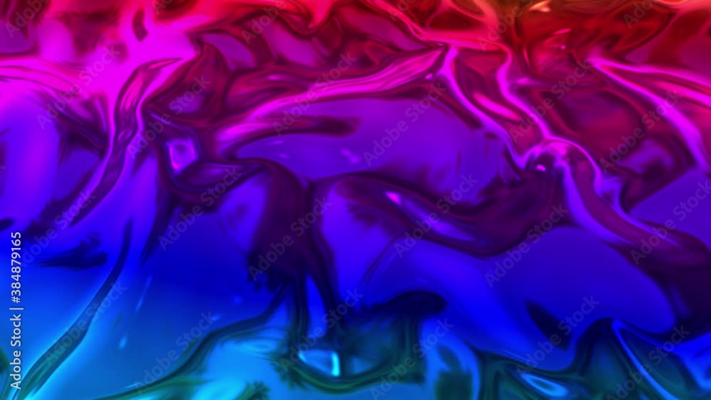 Animated rainbow metallic gradient in 4k. Abstract 3D of wavy cloth surface that forms ripples like in liquid metal surface or folds in tissue. Rainbow gradient of foil forms folds in slow motion. 48 Animated rainbow metallic gradient in 4k. Abstract 3D of wavy cloth surface that forms ripples like in liquid metal surface or folds in tissue. Rainbow gradient of foil forms folds in slow motion. 48