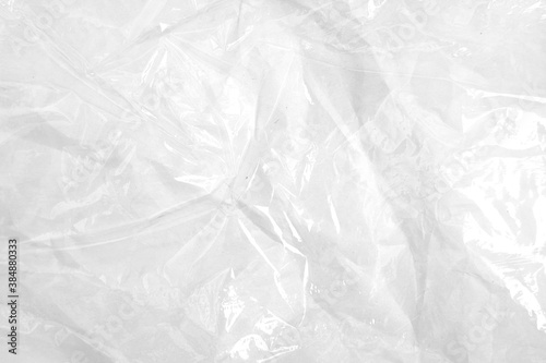 Clear plastic texture with white color. Nylon polythene wrap. Plastic free lifestyle, ecology pollution 