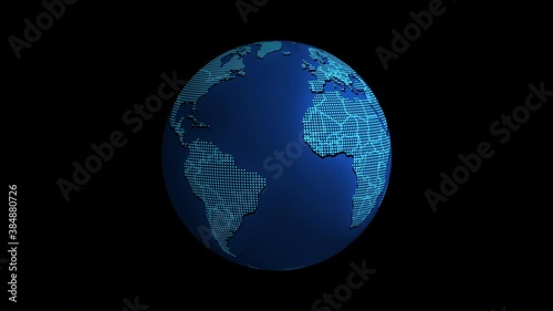 3d animated globe with blue neon glow texture