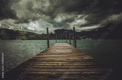 Lake Iseo Stormy Weather and the Wooden Pier