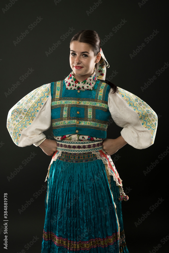 Slovakian folklore. Traditional costume. 