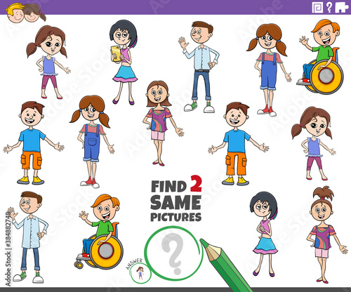 find two same kid characters educational task